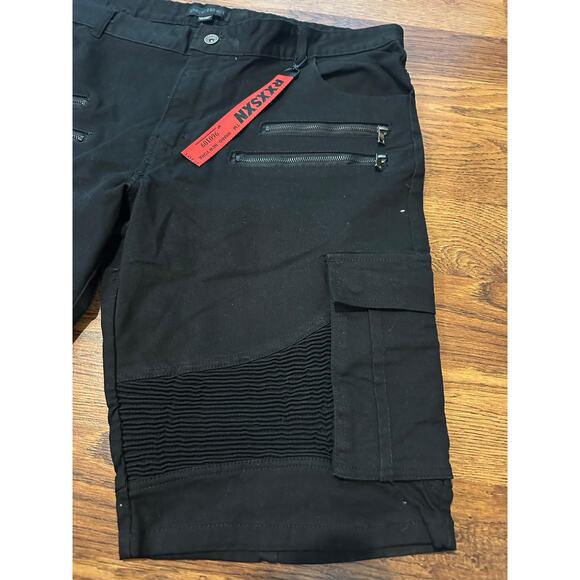 Decibel Men's Zippered Pocket Cargo Shorts Black Approx Size 42 NWOT Rock Style - Picture 4 of 8